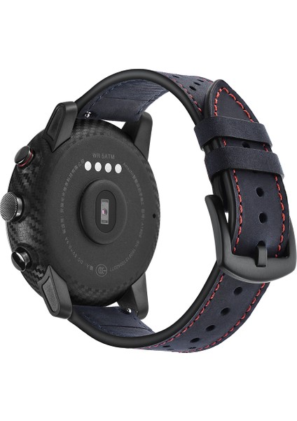 Huawei Watch 2/1 Için 22MM Deri Kaplamalı Akıllı Watchme Kayışı - Mavi (Yurt Dışından)