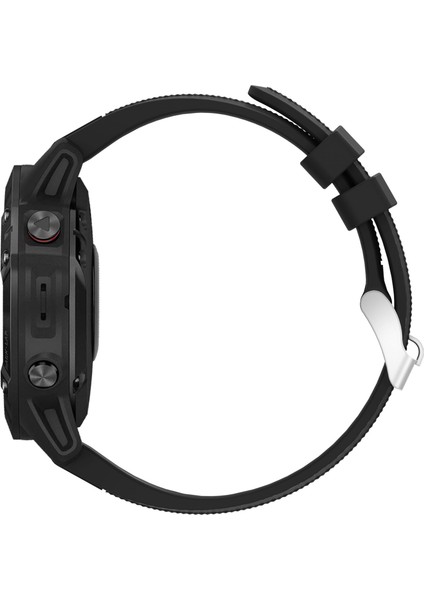 Garmin Fenix ​​7x/6x Safir Gps/6x Pro/6x Gps/5x Gps/5x Artı Silikon Spor Saat Band Gümüş Tokalı Ayarlanabilir Saat Kayışı - Siyah (Yurt Dışından) modelleri