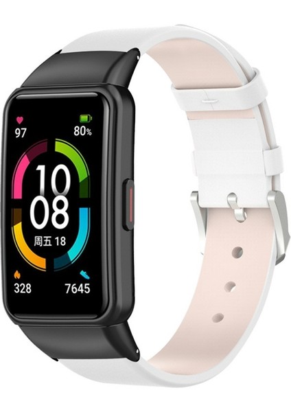 Üst Katman Huawei Band 6/honor Band 6 - White Için Üst Kat Gibi Deri Bant Strap (Yurt Dışından)