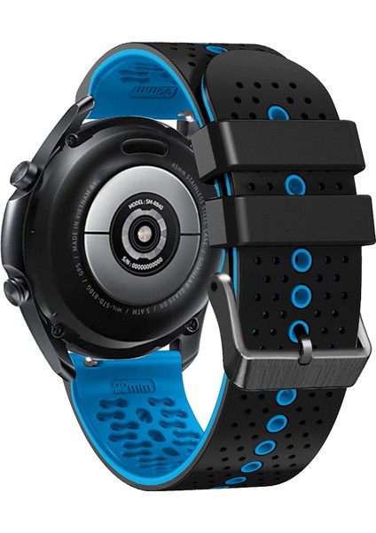 Xiaomi Watch S1 / S1 Pro / Huami Amazfit Gtr 4 Pro Silikon Saat Band 22MM Çift Renkli Yedek Bilek Kayışı - Siyah / Sky Mavisi (Yurt Dışından)