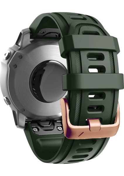 Garmin Fenix ​​7s / 6s Pro / 5s Için Saat Bando / 5s Plus / Instinct 2s Gül Altın Tokalı 20MM Silikon Yedek Kayış - Asker Yeşili (Yurt Dışından)