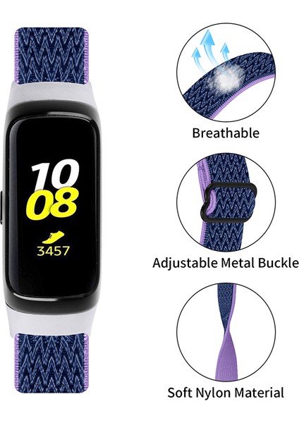 Samsung Galaxy Fit R375 - Mor/mavi Için Ayarlanabilir Naylon Sport Loop Watch Band Örgülü Dokuma Kayışı (Yurt Dışından) fırsatları