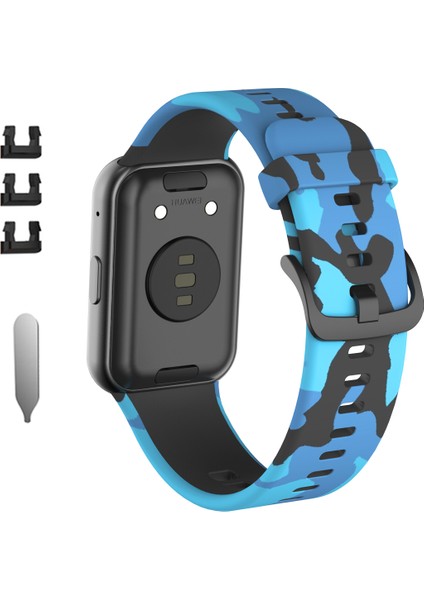 Desen Baskı Silikon Watchme Bandı Kayışı Huawei Watchme Fit - Mavi/kamuflaj Için (Yurt Dışından)