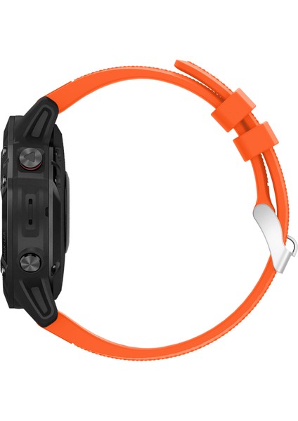 Garmin Fenix ​​7x/6x Safir Gps/6x Pro/6x Gps/5x Gps/5x Artı Silikon Spor Saat Band Gümüş Tokalı Ayarlanabilir Saat Kayışı - Turuncu (Yurt Dışından) modelleri
