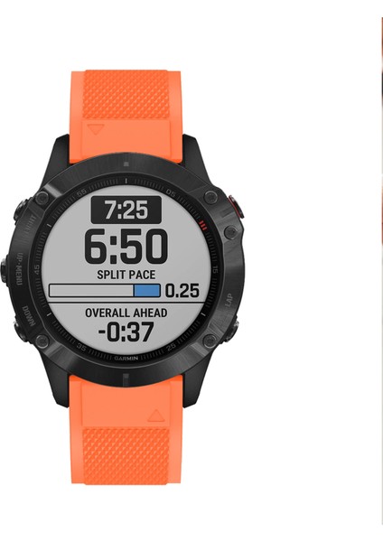 Garmin Fenix ​​7x/6x Safir Gps/6x Pro/6x Gps/5x Gps/5x Artı Silikon Spor Saat Band Gümüş Tokalı Ayarlanabilir Saat Kayışı - Turuncu (Yurt Dışından) indirimleri