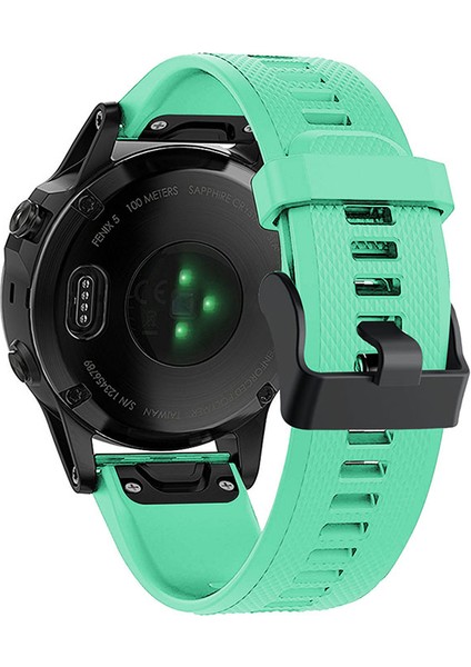 Garmin Fenix ​​7 Için Bilek Bandı Silikon Ayarlanabilir Saat Kayışı Siyah Tokalı - Açık Yeşil (Yurt Dışından)