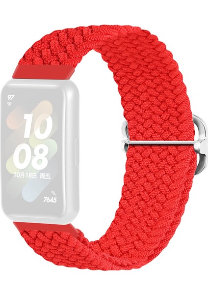 Huawei Band 7 Örgülü Watch Band Yedek Bilek Kayışı Ayarlanabilir Tokalı - Kırmızı (Yurt Dışından)
