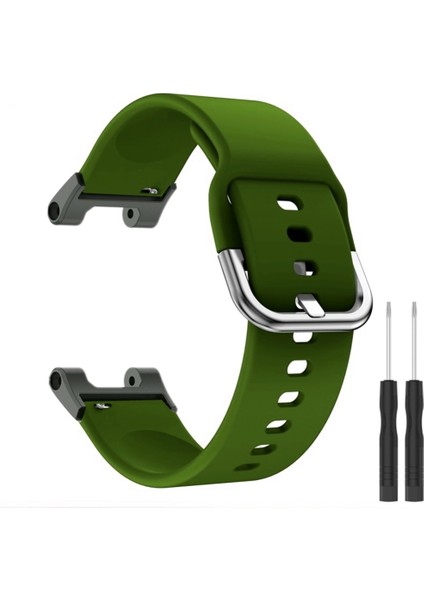 Huami Amazfit T-Rex / T-Rex Pro / Ares Için Universal 22MM Saat Band Silikon Silikon Saati Sebzesi Kare Tokalı-Asker Yeşili (Yurt Dışından) modelleri