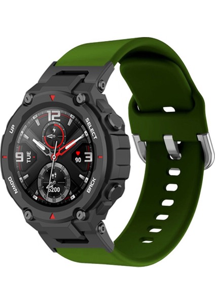 Huami Amazfit T-Rex / T-Rex Pro / Ares Için Universal 22MM Saat Band Silikon Silikon Saati Sebzesi Kare Tokalı-Asker Yeşili (Yurt Dışından) fırsatları