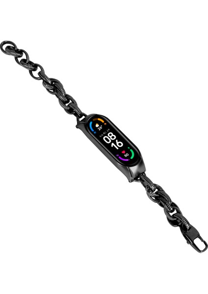 Xiaomi Mi Band 3/4 Akıllı Saat Band Kovboy Zinciri Metal Bilezik Out Dalga Bilek Kayışı - Siyah (Yurt Dışından) fiyatları