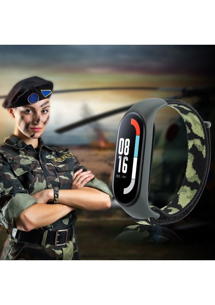 Xiaomi Mi Band 5/6/7 Kamuflaj Naylon Ayarlanabilir Akıllı Saat Kayışı Yedek Bilek Bandı - Asker Yeşili Için (Yurt Dışından) modelleri