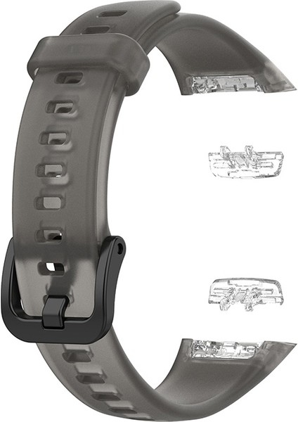 Huawei Band 6 / Honor Band 6 Için Şeffaf Su Geçirmez Tpu Yedek Kayış Saat Bantları - Şeffaf Black (Yurt Dışından)