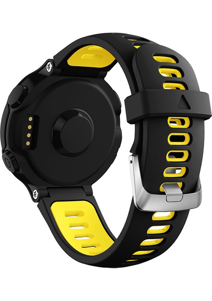 Garmin Forerunner Için 235 / 230/620/630 / 220 /735 / 735XT Silikon Saat Grubu Watchme Kayışı Yedek Parça Evrensel 22MM Saat Bandı - Siyah / Sarı (Yurt Dışından)