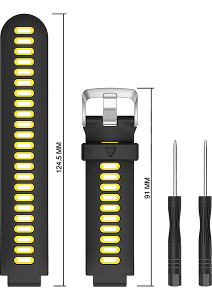 Garmin Forerunner Için 235 / 230/620/630 / 220 /735 / 735XT Silikon Saat Grubu Watchme Kayışı Yedek Parça Evrensel 22MM Saat Bandı - Siyah / Sarı (Yurt Dışından) fırsatları
