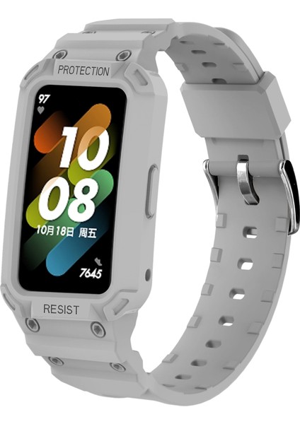 Honor Band 6/huawei Band 6/7 Yedek Tpu Saat Band Ayarlanabilir Bilek Kayışı + Saat Kılıfı - Açık Gri (Yurt Dışından)