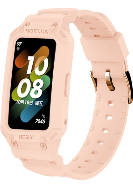 Honor Band 6/huawei Band 6/7 Yedek Tpu Saat Band Ayarlanabilir Bilek Kayışı + Watchme Kılıfı - Pink Için (Yurt Dışından)