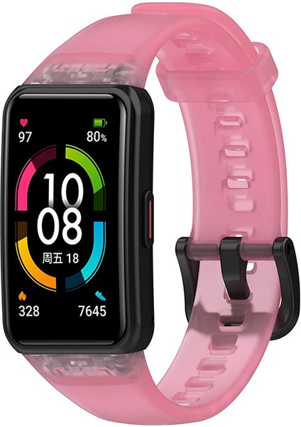 Huawei Band 6 / Honor Band 6 Için Şeffaf Su Geçirmez Tpu Yedek Kayış Saat Bantları - Şeffaf Pembe (Yurt Dışından) fiyatları