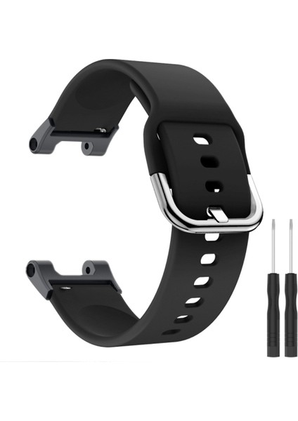 Huami Amazfit T-Rex / T-Rex Pro / Ares Için Universal 22MM Saat Band Silikon Saat Saat Sebzesi Kare Tokalı-Siyah (Yurt Dışından)