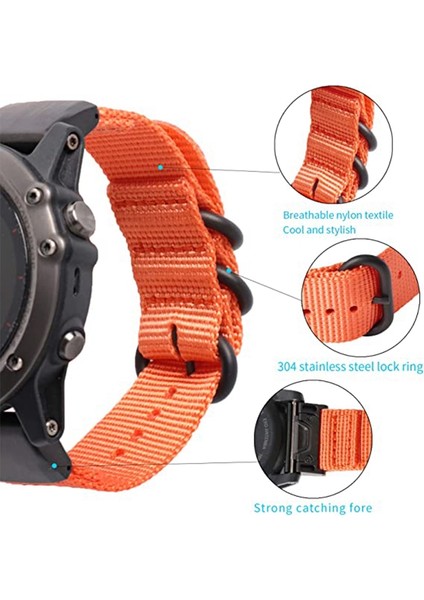Garmin Fenix ​​7/6 Pro / Forerunner Için 935 /945 22MM Naylon Akıllı Saat Kayış Paslanmaz Çelik Üç Döngü Yedek Bilek Band - Turuncu (Yurt Dışından) fırsatları