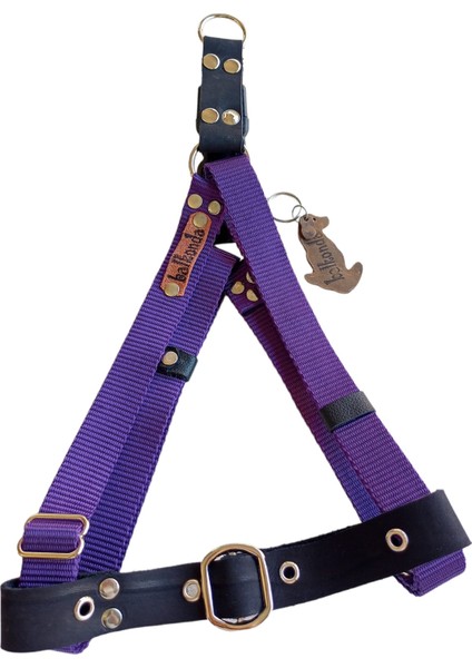 Köpek göğüs tasması hakiki deri mor kolon orta ve büyük ırk genişlik:2,5cm göğüs ölçüsü:50-90cm ayarlamalı dog harness GT5-19