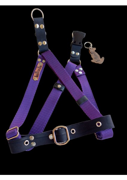 Köpek göğüs tasması hakiki deri mor kolon orta ve büyük ırk genişlik:2,5cm göğüs ölçüsü:50-90cm ayarlamalı dog harness GT5-19