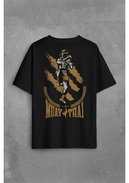 Muay Thai Muaythai Kick Boks Boxing Uzak Doğu Sırt Ön Baskılı Oversize Tişört T-Shirt