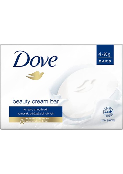 Beauty Cream Bar Katı Güzellik Sabunu Original Nemlendirici Etkili, (4 x 90 G)