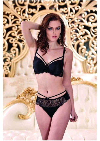 4618 Desteksiz Ip Detaylı Sütyen Külot Takım