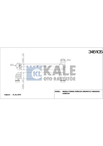 Turbo Radyatoru Intercooler Renault Megane Iıı Scenıc Iıı 2.0dcı Kale 345105 Oem