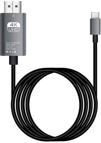 2 Metre Usb-C USB 3.1 Type C To HDMI 4K@30Hz Kablo Type-C To 4K UHD HDMI Thunderbolt 3 Uyumlu