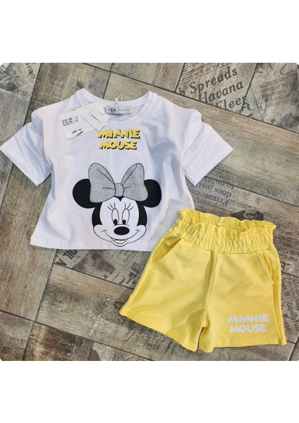 Kız Çocuk Minnie Mouse Şortlu Alt Üst Takım