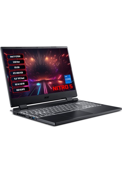 Nitro 5 AN515-58 Intel Core I7 12700H 32 GB 1 Tb SSD RTX4060 8 GB Freedos 15.6" Fhd 165Hz Taşınabilir Bilgisayar, NH.QM0EY.008