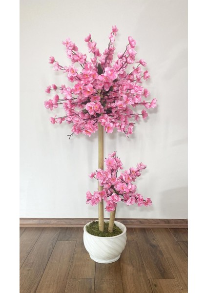 Yapay Ağaç Doğal Bambu Gövdeli Japon Ağacı Pembe Bahar Dalı Ağacı 125CM