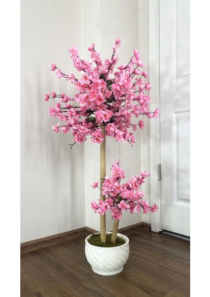 Yapay Ağaç Doğal Bambu Gövdeli Japon Ağacı Pembe Bahar Dalı Ağacı 125CM fiyatları