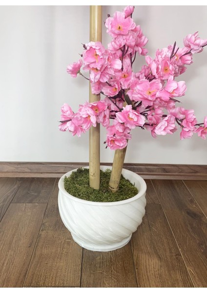 Yapay Ağaç Doğal Bambu Gövdeli Japon Ağacı Pembe Bahar Dalı Ağacı 125CM modelleri
