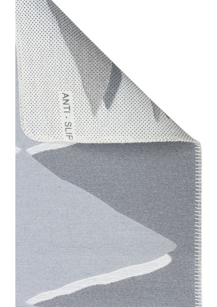 Arya Neo Arn 09 Grey White Yıkanabilir Kaymaz Tabanlı Modern Pamuk Kilim