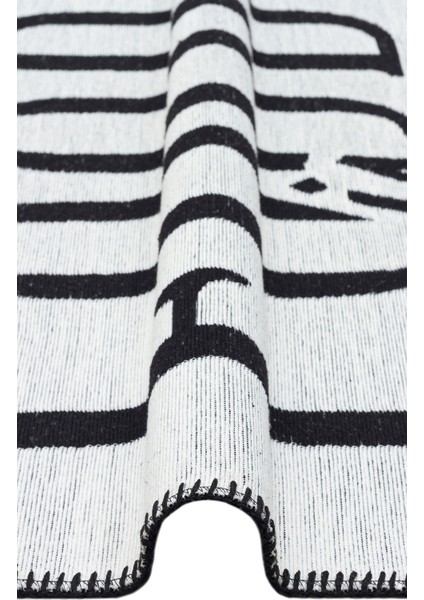 Arya Neo Arn 01 White Black Yıkanabilir Kaymaz Tabanlı Modern Pamuk Kilim