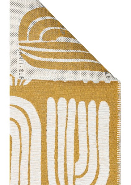 Arya Neo Arn 10 White Yellow Yıkanabilir Kaymaz Tabanlı Modern Pamuk Kilim