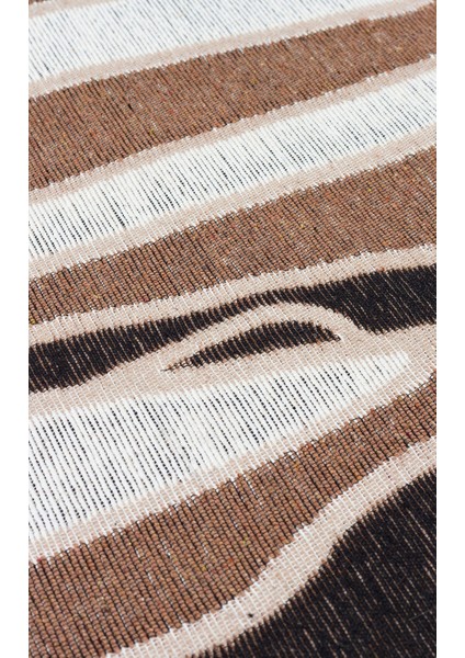 Arya Neo Arn 06 Brown White Yıkanabilir Kaymaz Tabanlı Modern Pamuk Kilim