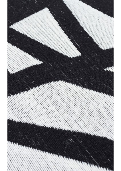 Arya Neo Arn 05 White Black Yıkanabilir Kaymaz Tabanlı Modern Pamuk Kilim