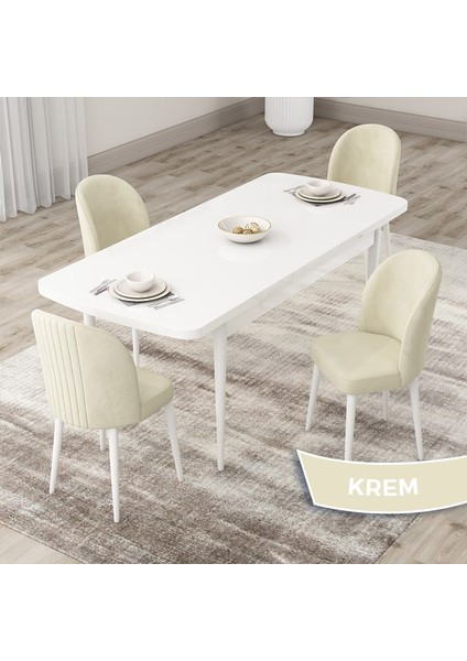 Concept Roe Serisi Açılabilir 80X132 Beyaz Mutfak Masası Takımı ve 4 Sandalye fiyatları