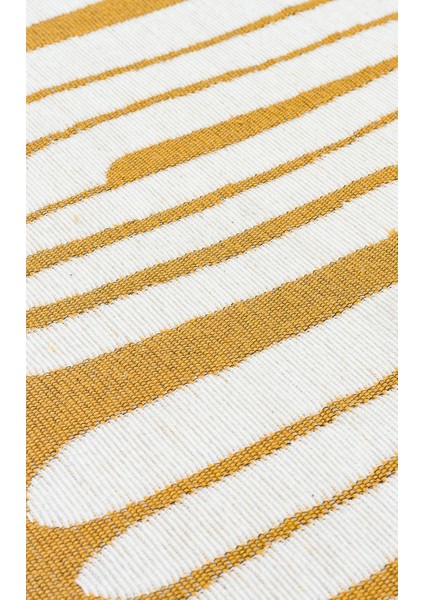 Arya Neo Arn 10 White Yellow Yıkanabilir Kaymaz Tabanlı Modern Pamuk Kilim