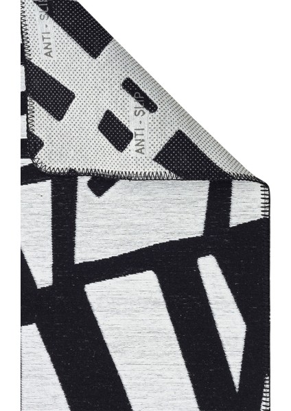 Arya Neo Arn 05 White Black Yıkanabilir Kaymaz Tabanlı Modern Pamuk Kilim fiyatları