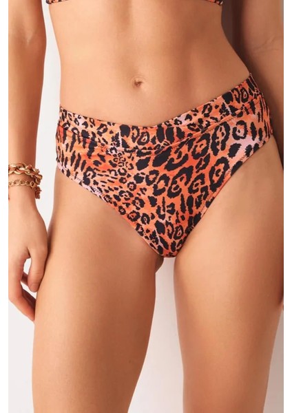 Yüksek Bel V Kesim Desenli Bikini Altı