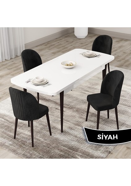 Concept Roe Serisi Açılabilir 80X132 Beyaz Masa Ceviz Ayak Mutfak Masası Takımı ve 4 Sandalye fiyatları