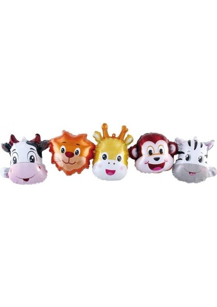 5 Li Safari Hayvanları Birleşik Folyo Balon 100X20 cm