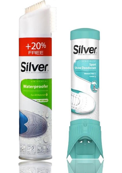 Silver Ayakkabı Koku Giderici Deodorant 100 ml + Su Itici Önleyici Sprey 300 ml