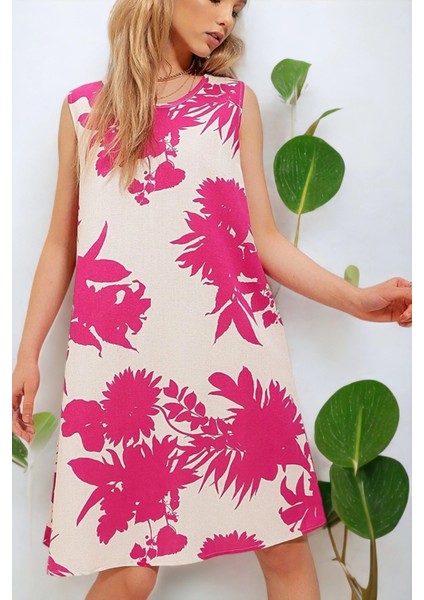 Kadın Fuşya V Yaka Uzun Kol Asimetrik Kesim Biye Detaylı Kaliteli Kumaş Oversize Kesim Tunik