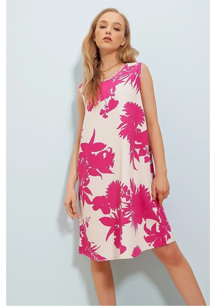 Kadın Fuşya V Yaka Uzun Kol Asimetrik Kesim Biye Detaylı Kaliteli Kumaş Oversize Kesim Tunik fiyatları