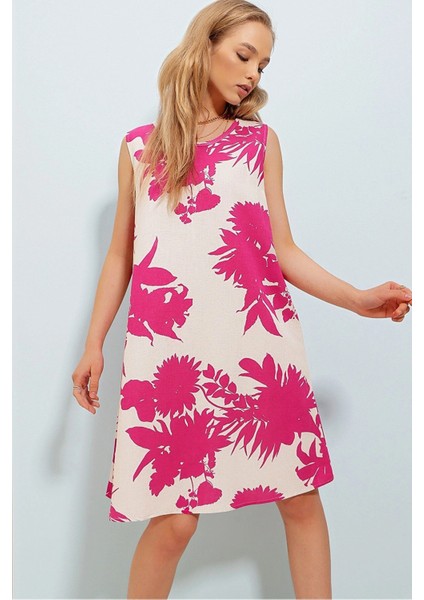 Kadın Fuşya V Yaka Uzun Kol Asimetrik Kesim Biye Detaylı Kaliteli Kumaş Oversize Kesim Tunik indirimleri